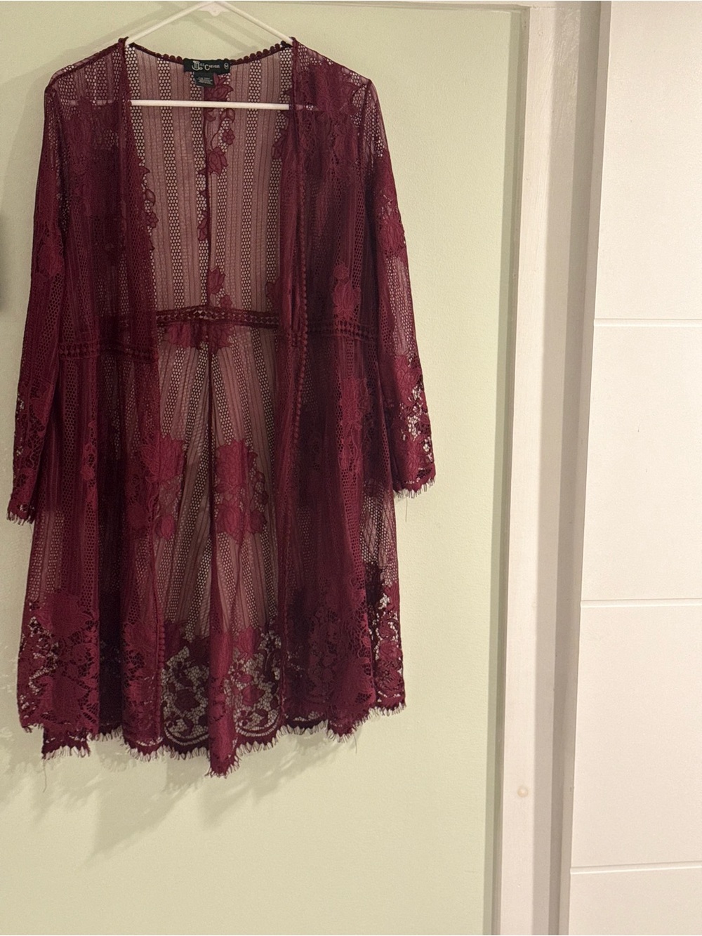 Miss Chievous Burgundy Sheer Lace Robe